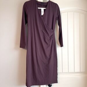 NEW Ann Taylor size XS faux wrap dress in plum.